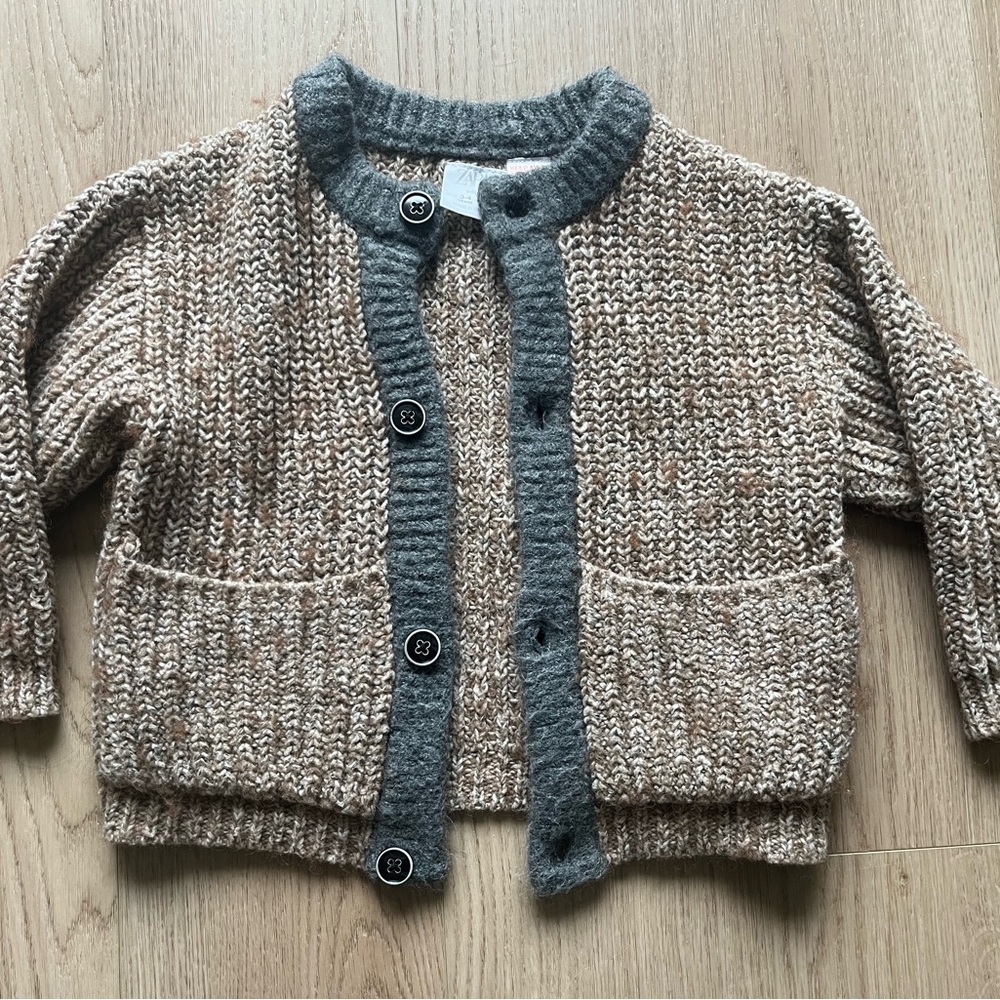 Zara Brown and Gray Knit Sweater